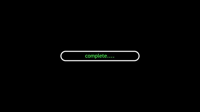 loading complete bar animation. processing successful concept.