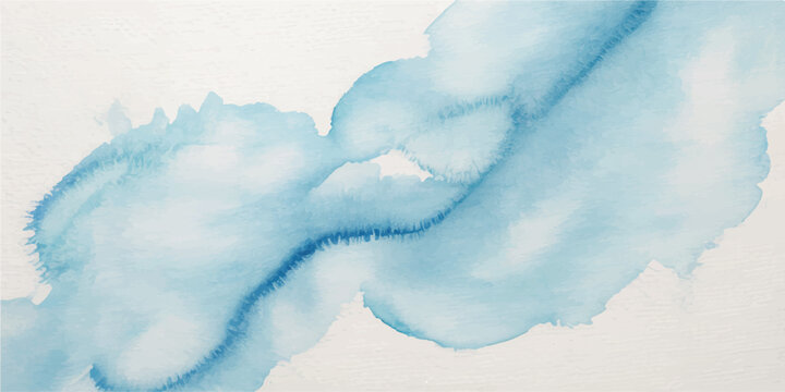 Abstract Blue Watercolor Wash Texture Background on Paper
