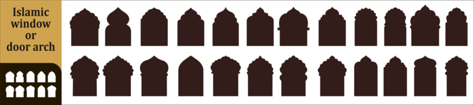 Collection of oriental style islamic vector shapes of a window or door arch mosque gate islamic arabesque pattern arab frame set on transparent background ramadan kareem silhouette icon set.