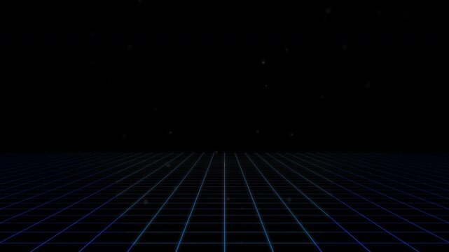 Blue Cyber Grid and Particles Background 10s