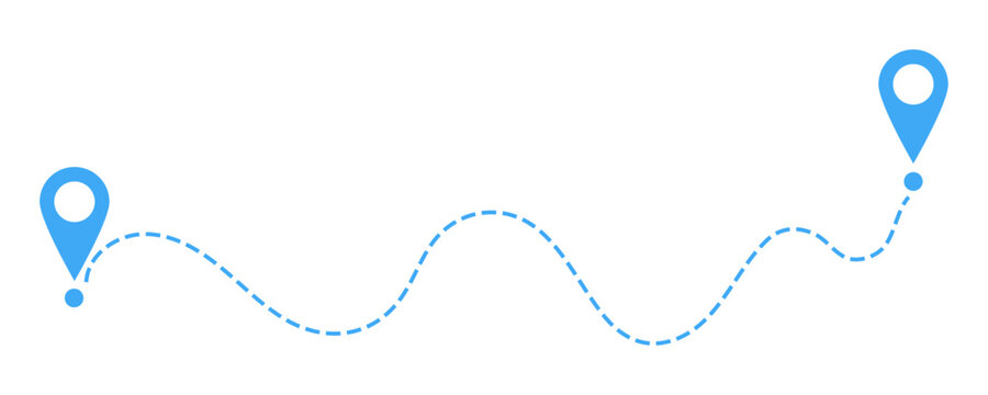 Blue dashed line with two location pins