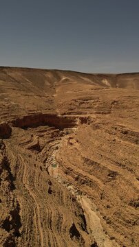 Aerial View of Nahal Kina Desert Canyon and Natural Pool Israel