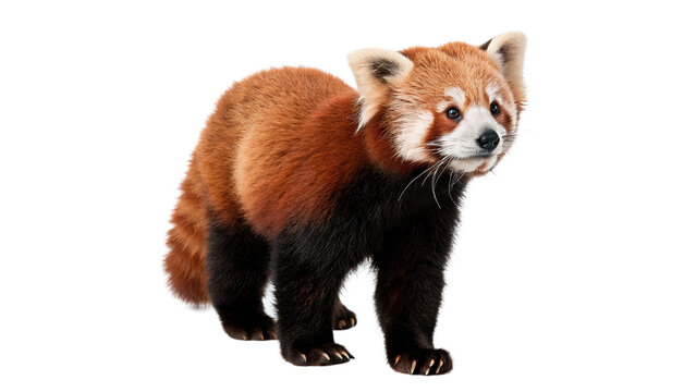 Beautiful red panda walking for nature wildlife safari and endangered animal species education research isolated on transparent background