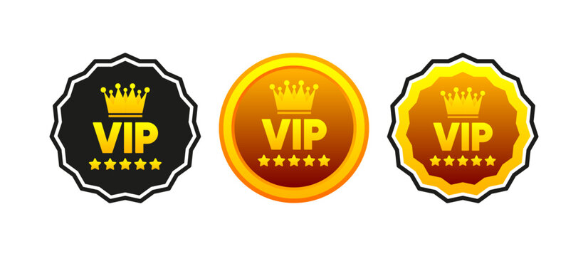 VIP premium membership golden and black badges. Exclusive vip member. Vector illustration.
