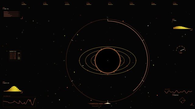 Futuristic Sci-Fi HUD Interface with Astronomical Telemetry and Singularity Monitoring Data Visualization