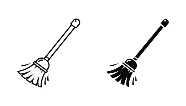 Detailed duster icon set for home cleaning and interior maintenance visual design elements