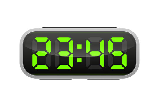Digital Clock on white background. Alarm with digital number design. Clock icon for hour, watch, alarm signs. Vector illustration.
