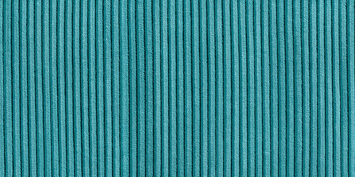Modern turquoise aquamarine corduroy sofa fabric texture background banner panorama