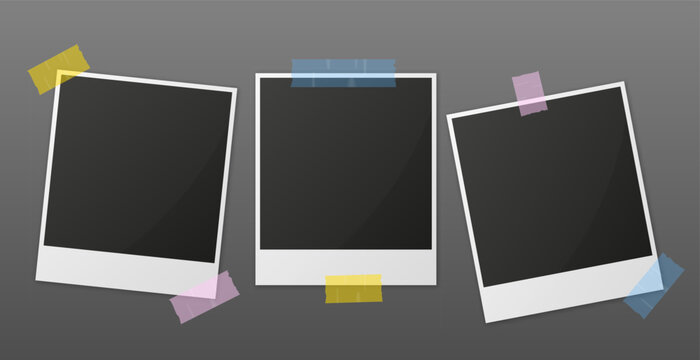 Vintage Photo Frames. Realistic photo templates with stickers. Vintage card set. Vector illustration.