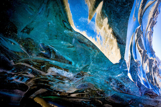 Cloce up detail of Ice Cave Vatnajokull in Iceland on Glacier