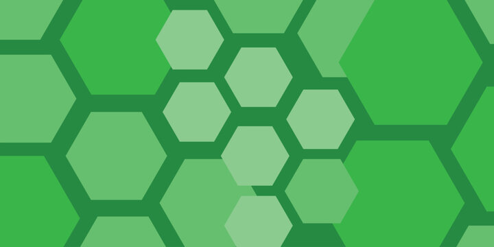 Minimalist green hexagonal pattern background with flat design, suitable for technology and corporate themes.