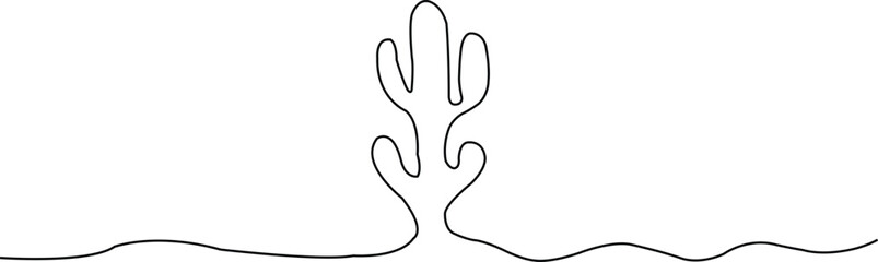 Obraz premium Black outline of a saguaro cactus on a white background desert plant