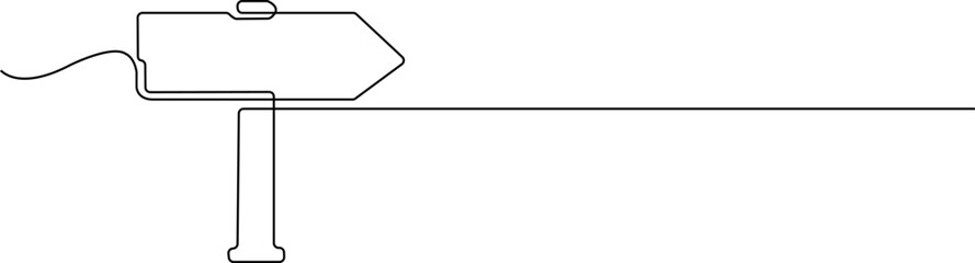 Black outline of a signpost with a curved arrow pointing right direction pointer © MstShamima