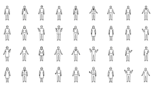 Side Elevation CAD People Vector Symbol Collection for Architectural Drawings