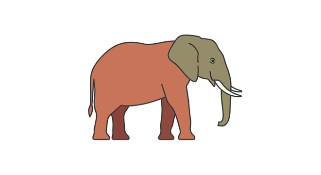 A large grey elephant mammal with a huge trunk and tusks is a wild safari animal isolated on a white background for nature and wildlife themes