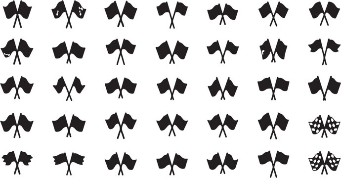 Black flags on sticks arranged pattern.