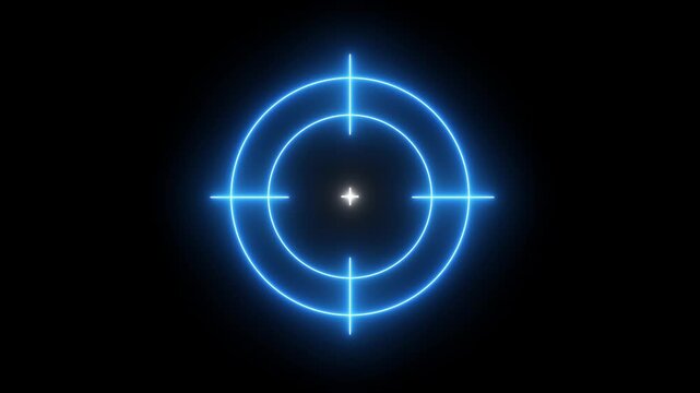 accurate digital target aim concept  video animation on black background, 
