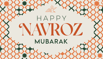 Happy Navroz Mubarak greeting with elegant frame and traditional motif © Sadhin07