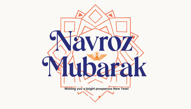 Navroz Mubarak greeting with geometric pattern and artistic typography
