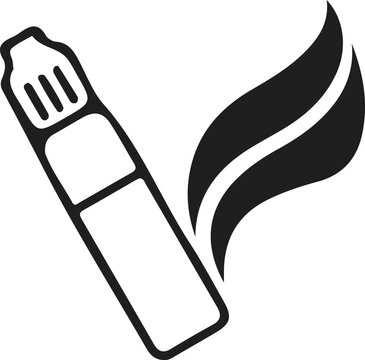 Black vaping device icon with smoke plume