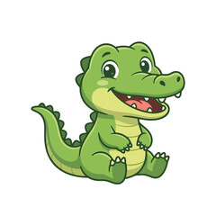 Fototapeta premium Cute Cartoon Alligator Sitting Vector Illustration