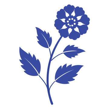 ageratum blue danube flower silhouette on white background