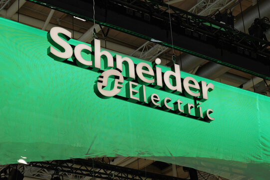 Hannover, Germany - April 22, 2026: Schneider Electric in Hanover - Schneider Electric SE is a French multinational corporation that specializes in energy technology, covering electrification