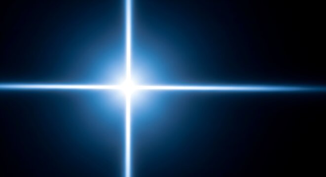 Blue light emanating from a central point, forming a bright cross against a dark backdrop