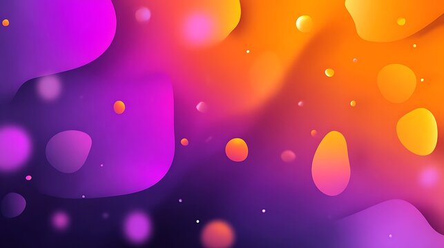 Abstract background with vibrant purple and orange liquid shapes and floating glowing circles