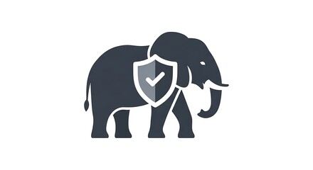 Fototapeta premium Protected Elephant Symbol with Security Shield, Wildlife Protection and Safety Concept Illustration