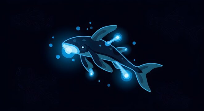 Glowing orca illustration isolated on white background