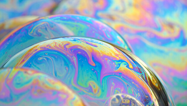 Colorful soap bubbles macro close up