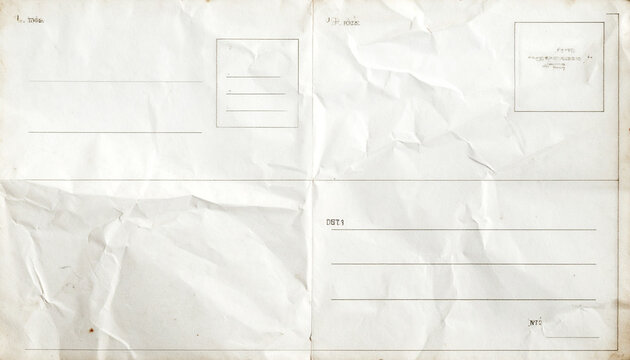 Vintage textured postcard with lines and sections for communications