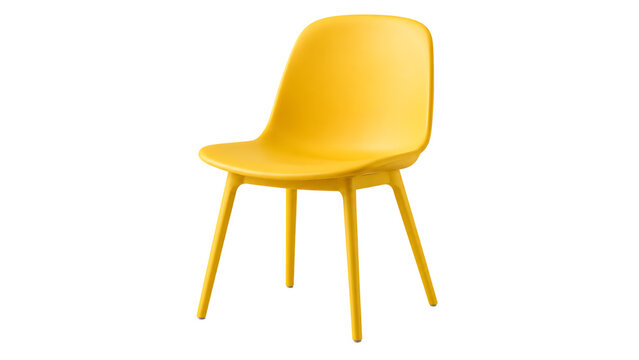 Modern yellow plastic chair isolated on transparent background