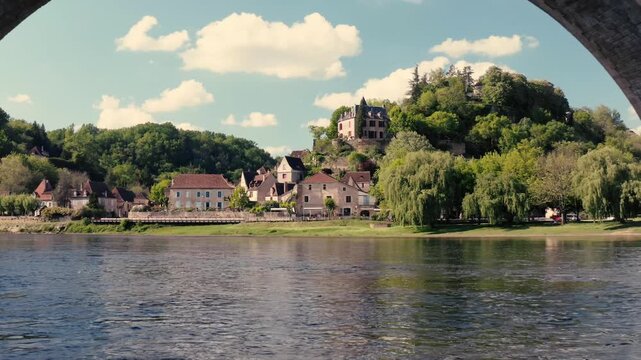 Limeuil Dordogne Aerial View of Medieval Village through Archway
