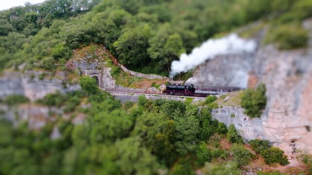 Martel Historic Steam Train Aerial View Tilt-Shift