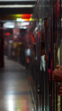 Devotees Standing in Queue Inside Omkareshwar Temple Corridor for Darshan, Ujjain Spiritual Concept