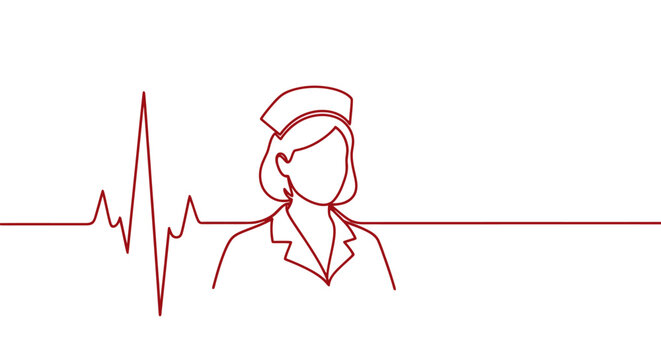 Nurse with Heartbeat Line - Medical Care and Health Concept