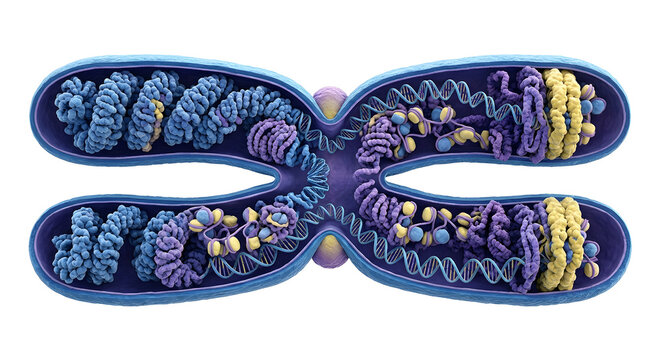 Detailed 3D Cross-Section of Chromosome Fusion and Internal DNA Structure