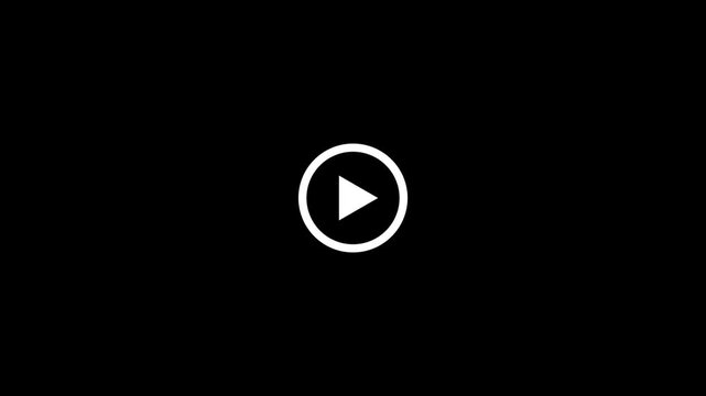 Play button icon animation on circle. video player icon triangle shape button icon animation with.motion graphics on black background. Circle start arrow symbol in vector flat.