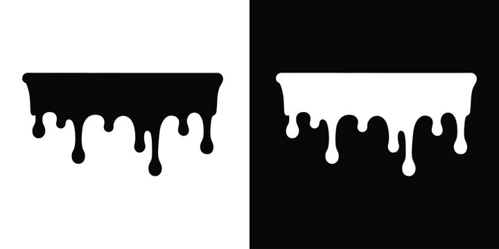 Black dripping paint silhouette vector, Paint dripping icon