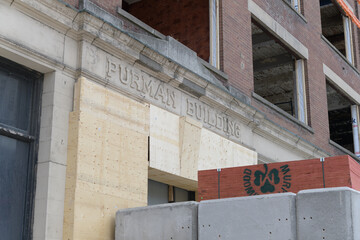 Naklejka premium redevelopment of Purman Building, a historic early tall commercial building type, 1915, located at 263 Adelaide St W (site of Natasha Residences), Toronto
