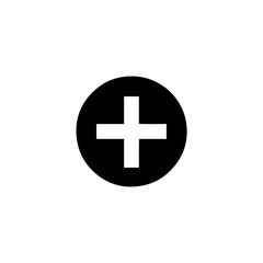 Fototapeta premium Black circle with a white plus sign in the center
