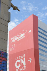 Naklejka premium signage for CN Tower and Ripley's Aquarium of Canada located at 288 Bremner Blvd, Toronto
