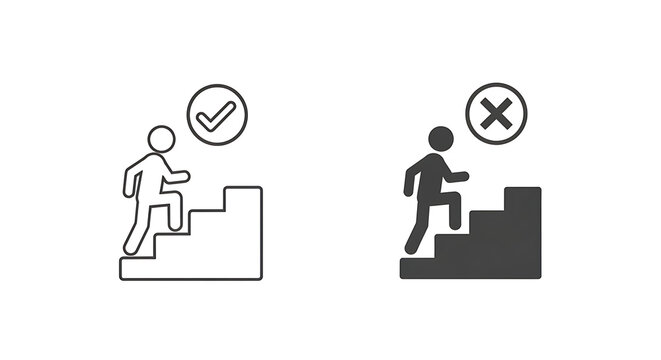 Simple black and white of a person checking and unchecking a box on a clipboard