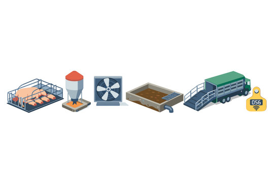 Pig Farming Equipment Icons