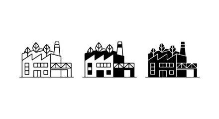 Naklejka premium Industrial Factory Icon Pack Black And White