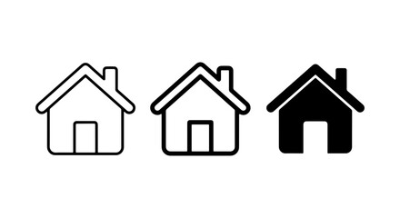 Fototapeta premium House Icon Set Black And White Vector Design