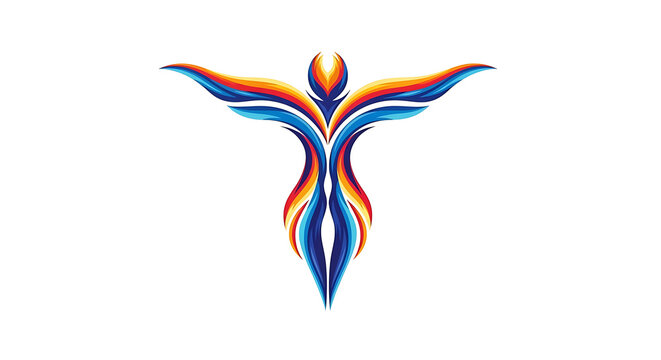 Vibrant abstract butterfly with orange and blue wings