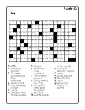 Printable Acrostic Word Puzzle Leaflet for Mind Games and Vocabulary Building Acrostic Puzzle Vol 4 Puzzle 32